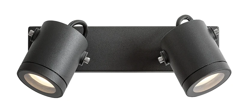 Elva – industrial outdoor spotlight in anthracite, 300×100mm, 2×GU10, IP44
