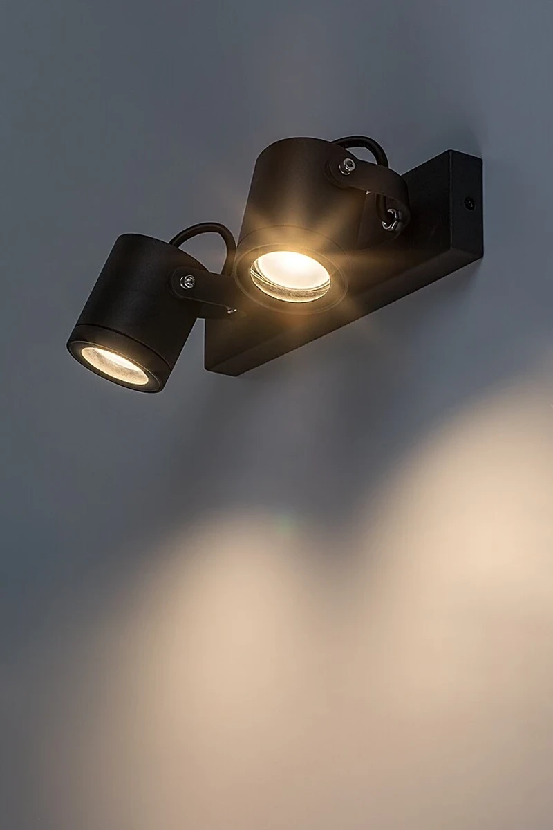 Elva – industrial outdoor spotlight in anthracite, 300×100mm, 2×GU10, IP44