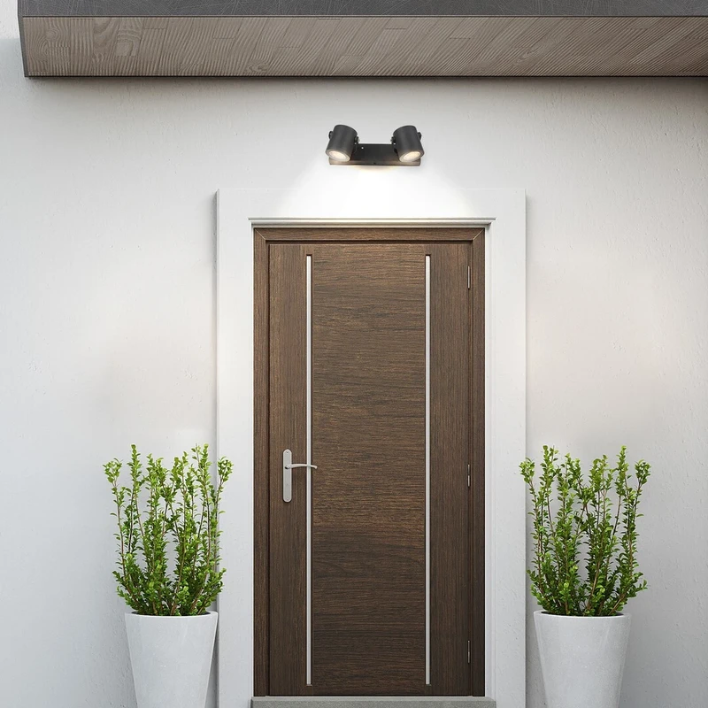 Elva – industrial outdoor spotlight in anthracite, 300×100mm, 2×GU10, IP44