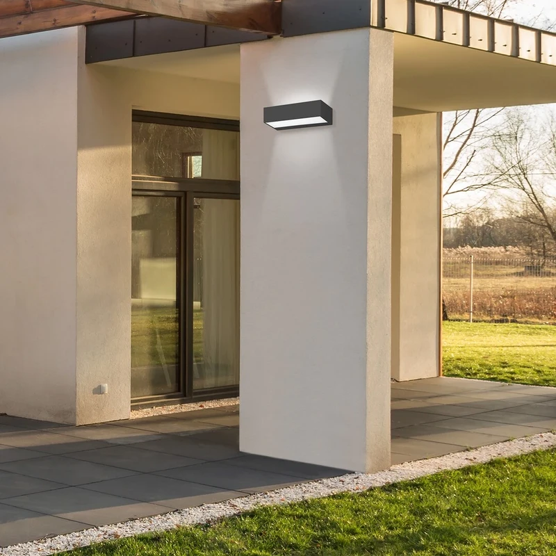 Halden – LED външен аплик в черно с бял плафон, 170×80мм, 9W, 4000K, IP65