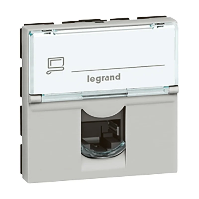Outlet RJ45 UTP cat.5e 2M Aluminium - Legrand Mosaic 79454