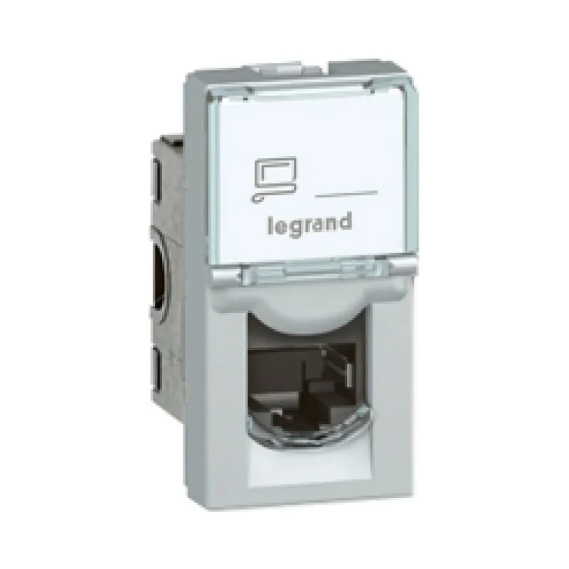 Розетка RJ45 FTP cat.6 1М Алуминий - Legrand Mosaic 79462