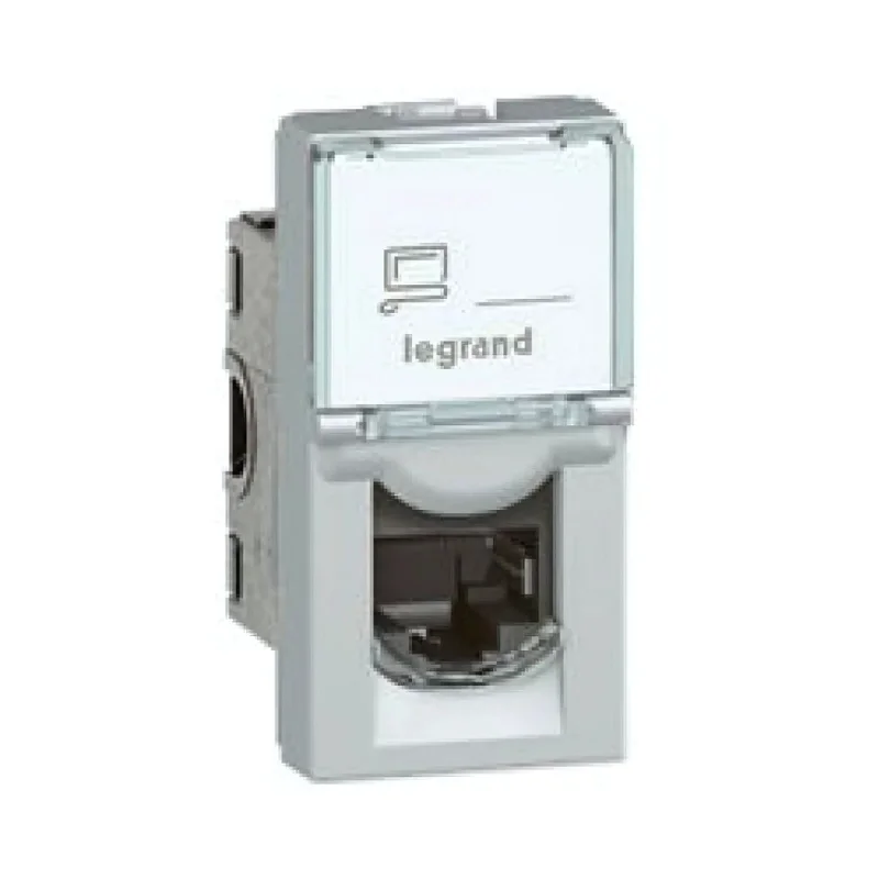 Legrand Outlet RJ45 STP cat.6A 1M Aluminium - Legrand Mosaic 79473