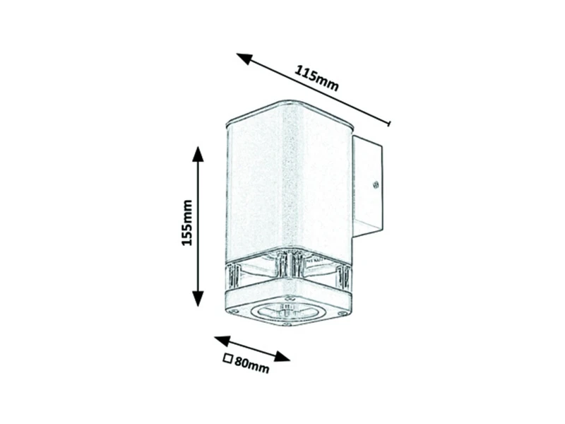 Sintra – modern outdoor wall light in black matt, 80×155mm, IP44, 1×GU10