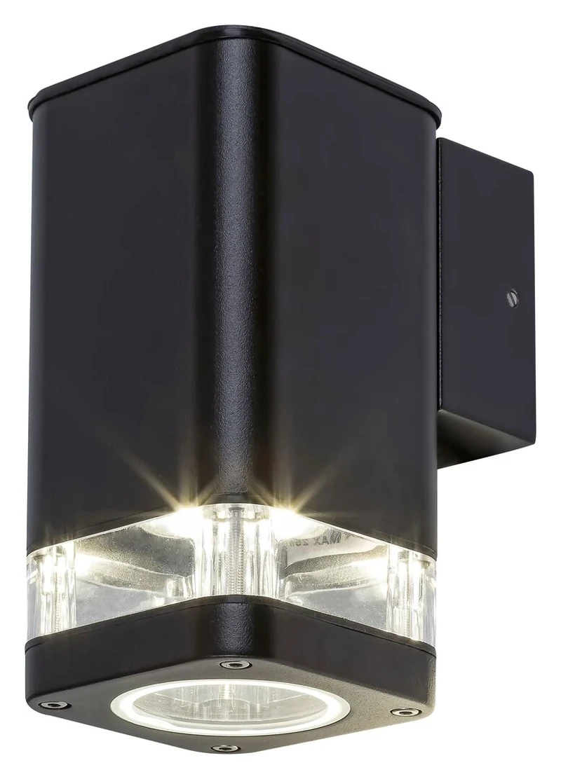 Sintra – modern outdoor wall light in black matt, 80×155mm, IP44, 1×GU10