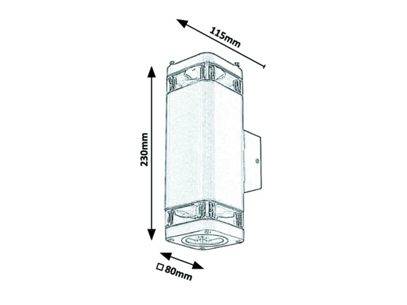 Sintra – outdoor wall light in black matt, 80×230mm, 2×GU10, IP44