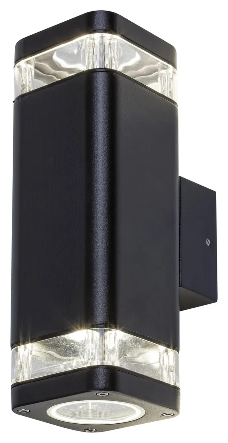 Sintra – outdoor wall light in black matt, 80×230mm, 2×GU10, IP44