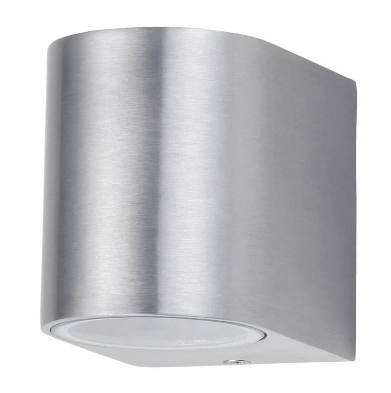 Outdoor Wall Lights Chile – modern facade wall light in brushed aluminium, 80×65mm, IP44, 1×GU10