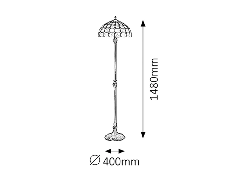 Marvel – classic floor lamp Tiffany in bronze, Ø400mm, 2×E27, IP20