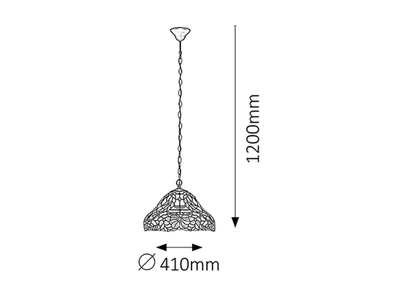 Mirella – classic chandelier in bronze with Tiffany glass, Ø410mm, 2×E27