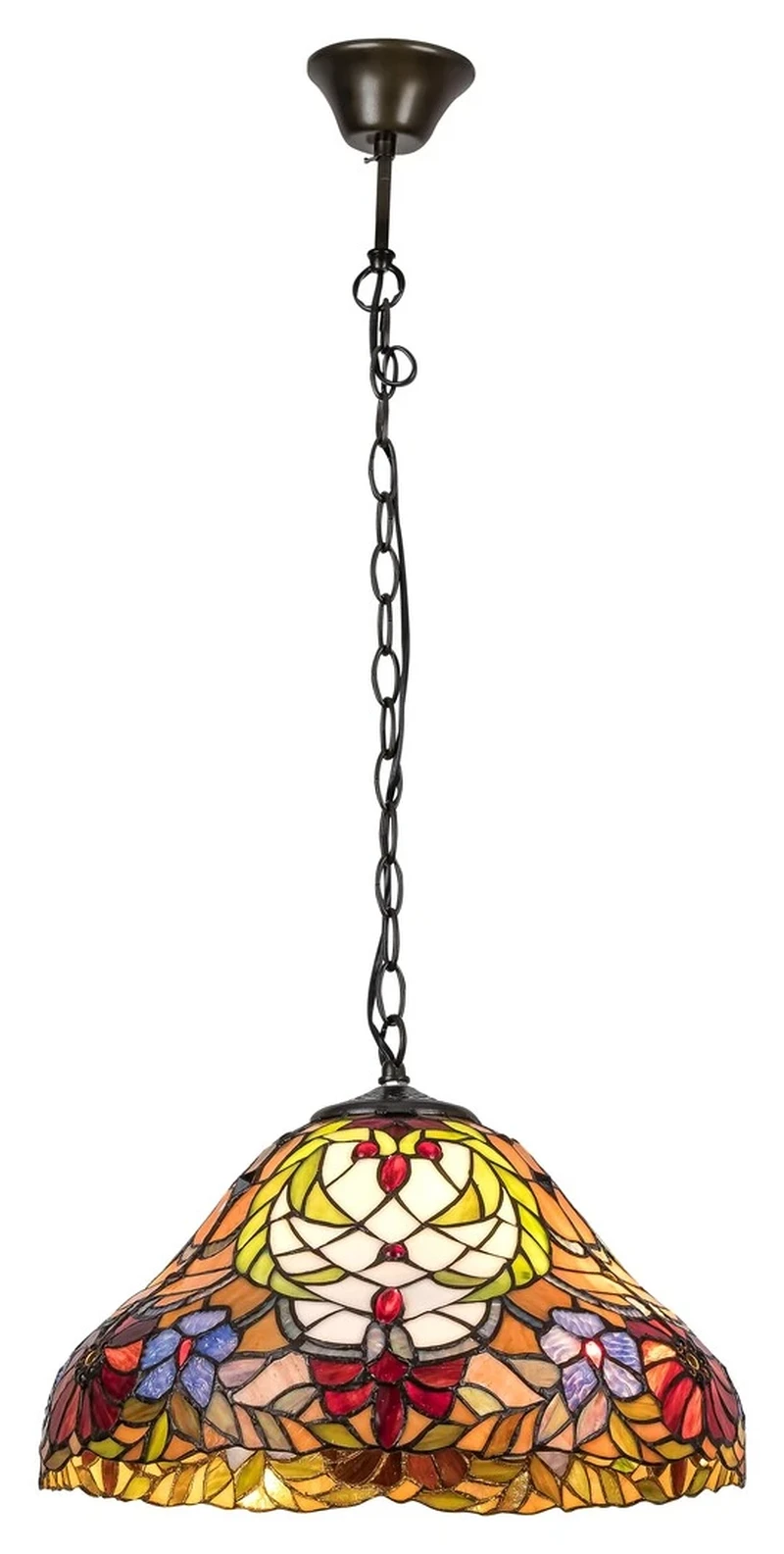 Chandeliers Mirella – classic chandelier in bronze with Tiffany glass, Ø410mm, 2×E27