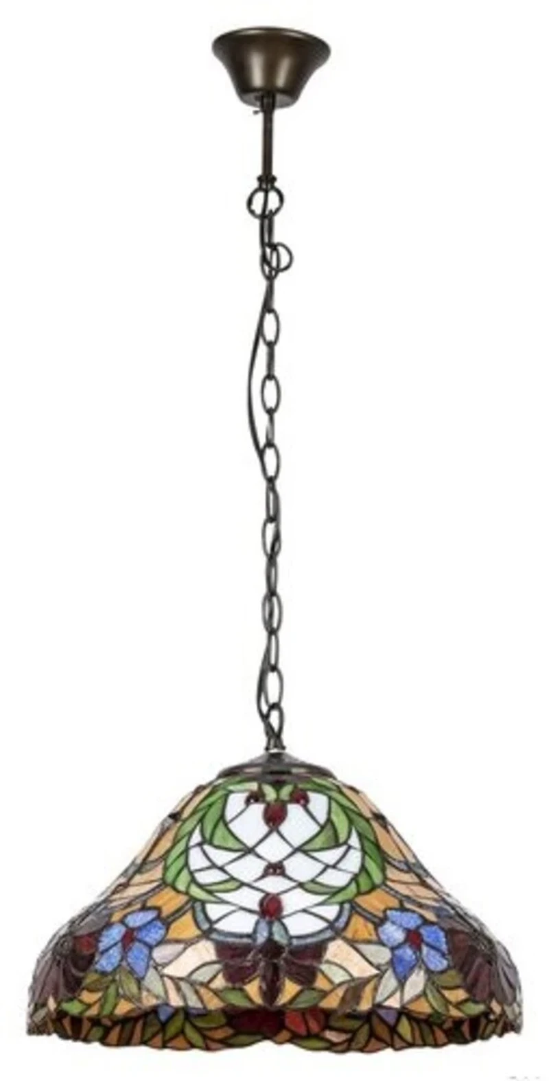 Mirella – classic chandelier in bronze with Tiffany glass, Ø410mm, 2×E27