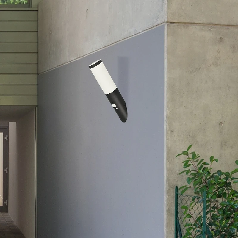 Black torch – modern wall lantern in black matt, IP44, 365mm, 1×E27