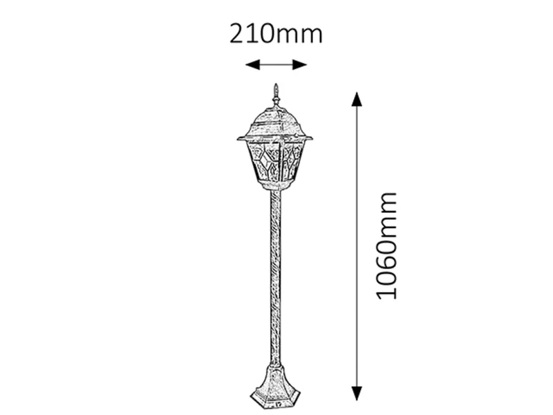 Monaco – classic garden lamp in antique gold, Ø210mm, 1×E27, IP43