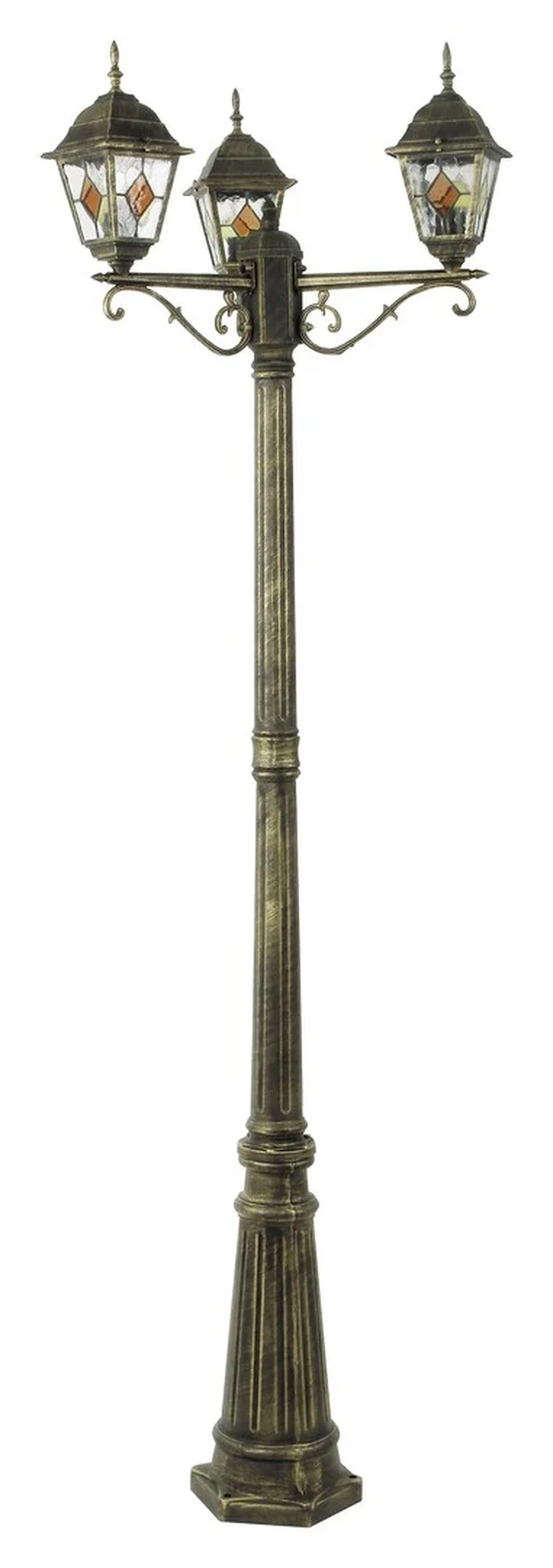 Bollard Lights Monaco – classic garden bollard in antique gold, Ø640mm, 3×E27, IP43