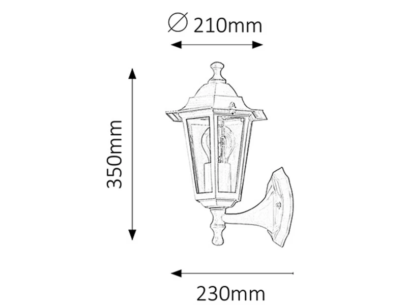 Velence – classic outdoor lamp in white with clear glass, 350mm, 1×E27, IP43
