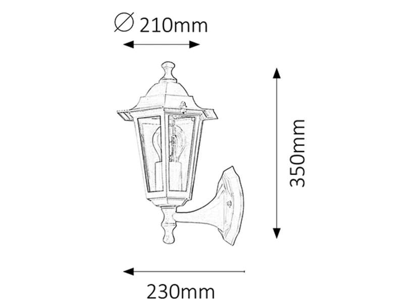 Velence – classic outdoor lamp in black with clear glass, 350mm, E27, IP43