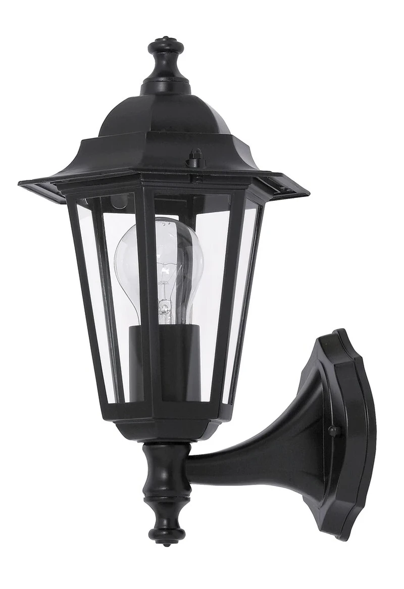 Outdoor Wall Lights Velence – classic outdoor lamp in black with clear glass, 350mm, E27, IP43