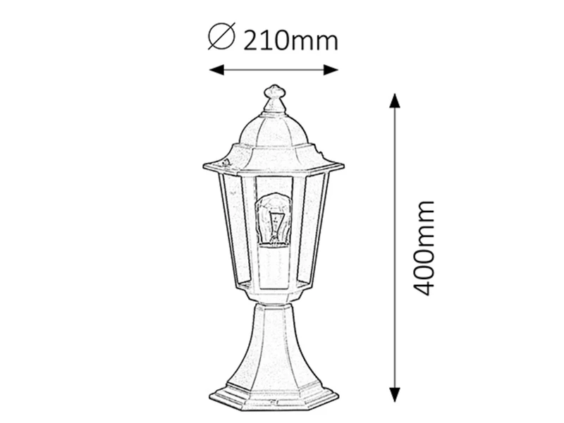 Velence – classic garden lamp in black metal, Ø210mm, 1×E27, IP43