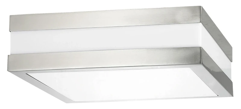 Outdoor Ceiling Lights Stuttgart – modern ceiling light for outdoor mounting in satin chrome, 285×285mm, 2×E27, IP44