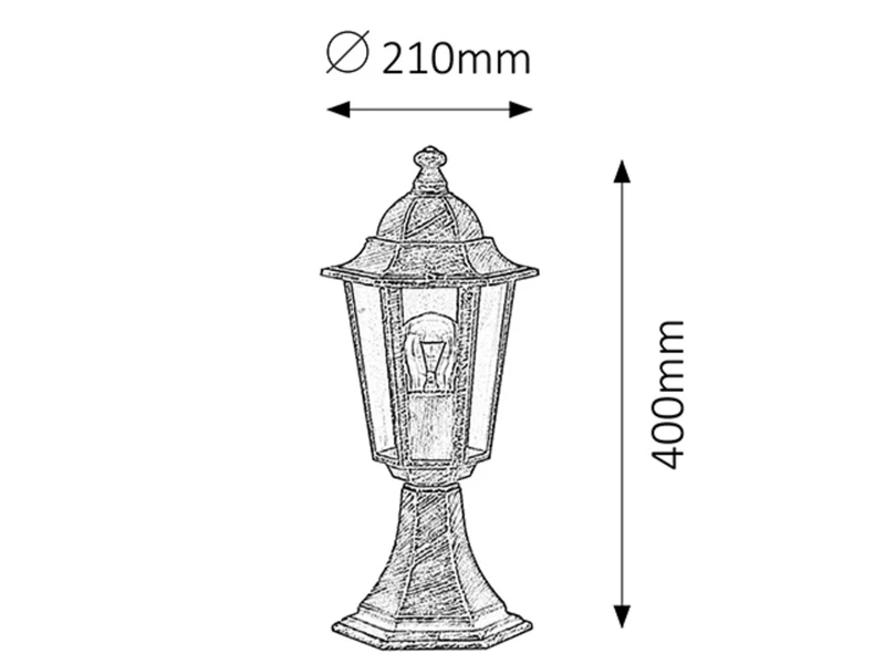 Velence – classic garden lamp in antique gold, Ø210mm, IP43, 1×E27