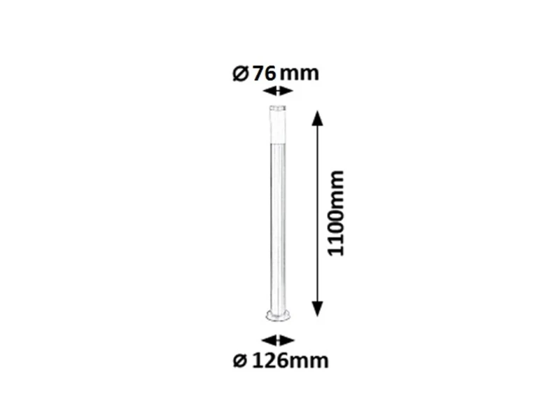 Inox torch – modern garden lamp in satin chrome, Ø76mm, 1100mm, IP44, E27