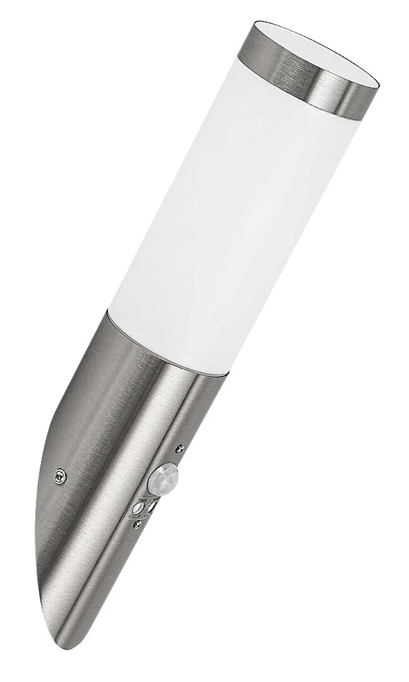 Inox torch – модерна външна стенна лампа в сатениран хром, Ø76мм, 1×E27, IP44