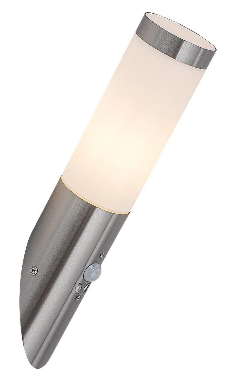 Външно стенно осветление Inox torch – модерна външна стенна лампа в сатениран хром, Ø76мм, 1×E27, IP44