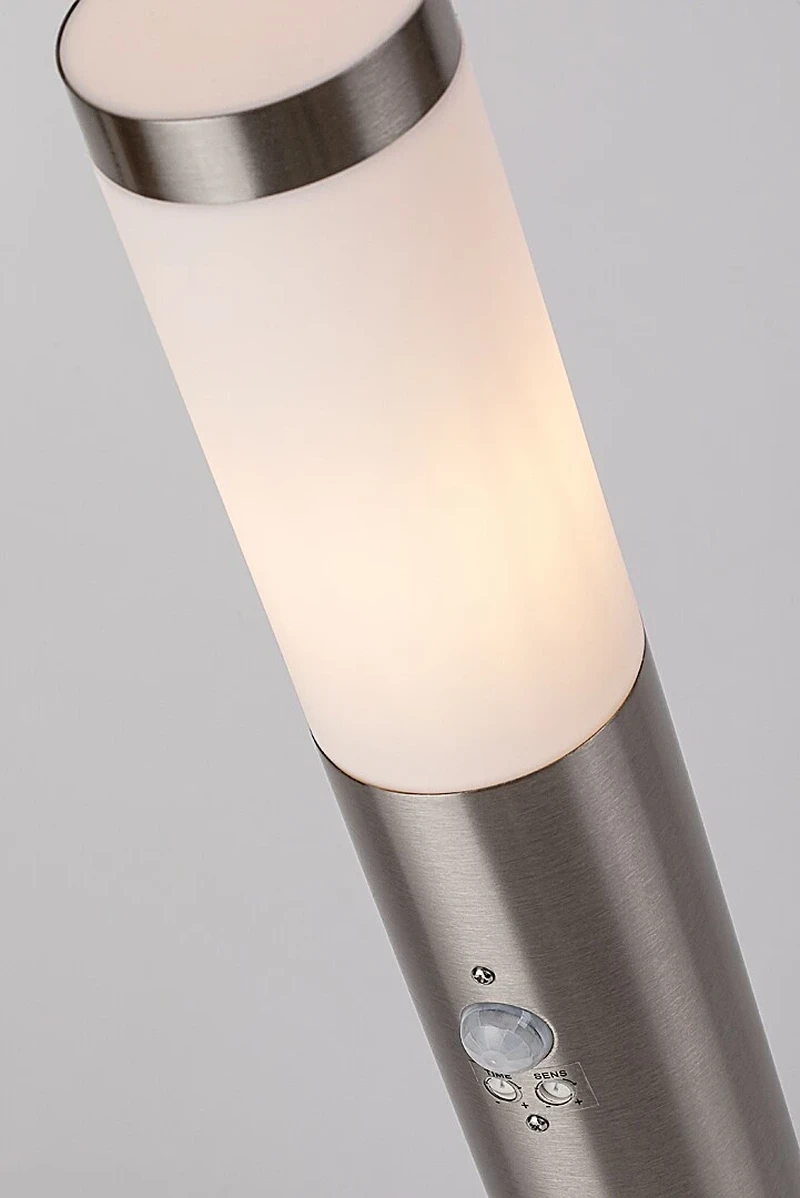 Inox torch – модерна градинска лампа в сатен хром, Ø76мм, IP44, 1×E27