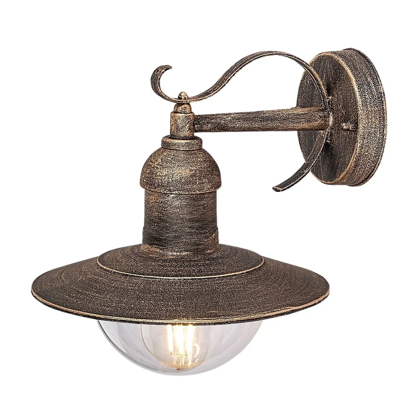 Oslo – Mediterranean outdoor lamp in antique gold, 265mm, IP44, 1×E27