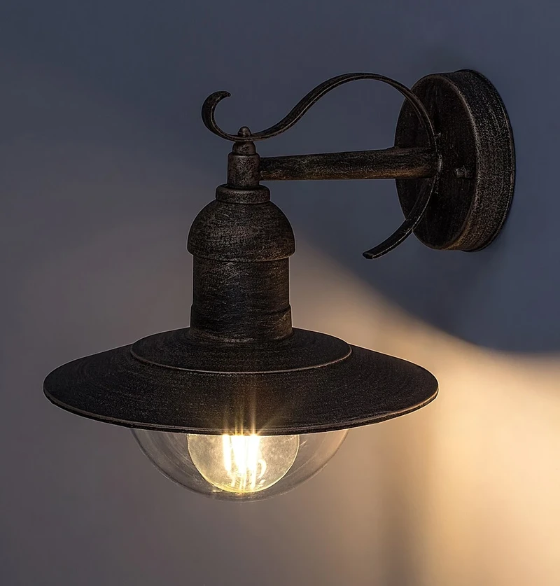 Oslo – Mediterranean outdoor lamp in antique gold, 265mm, IP44, 1×E27