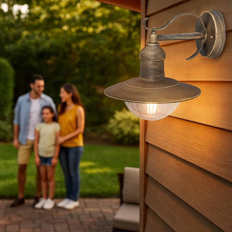 Oslo – Mediterranean outdoor lamp in antique gold, 265mm, IP44, 1×E27