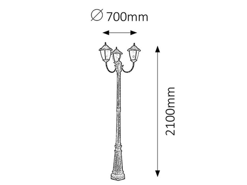 Madrid – classic garden lamp in antique gold with alabaster glass, Ø700mm, 3×E27, IP43