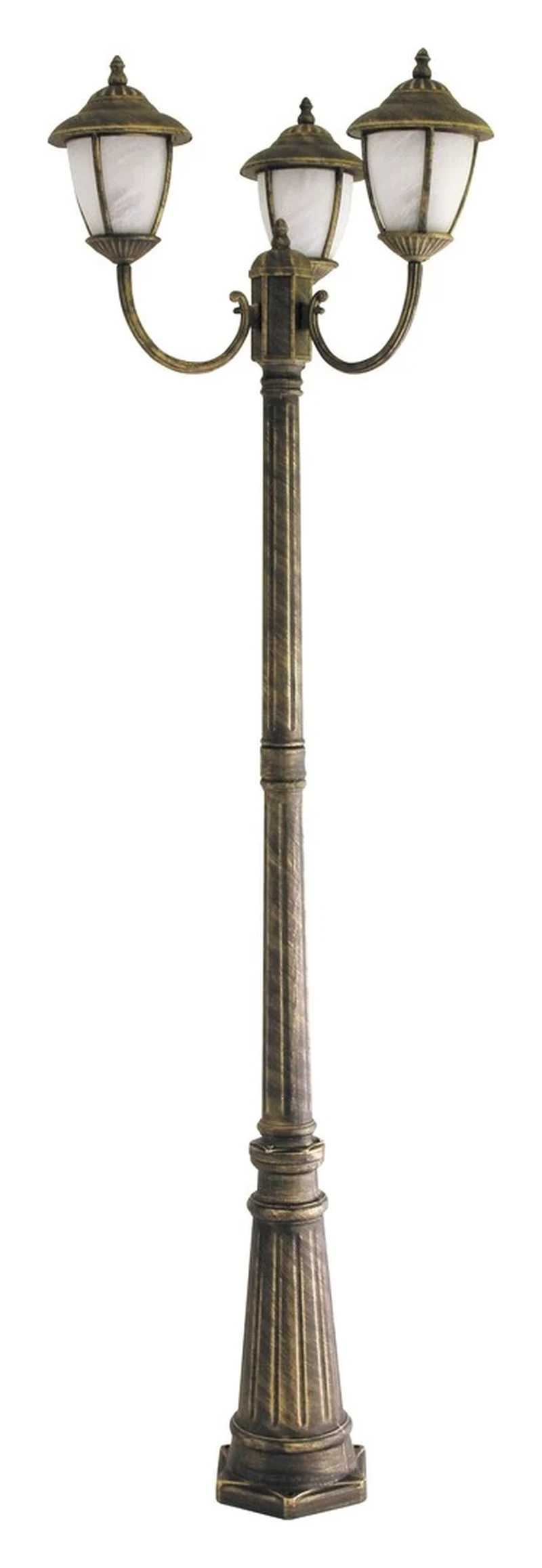Bollard Lights Madrid – classic garden lamp in antique gold with alabaster glass, Ø700mm, 3×E27, IP43