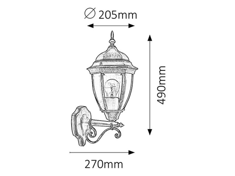 Toronto – classic garden lamp in antique gold, Ø205mm, 1×E27, IP44