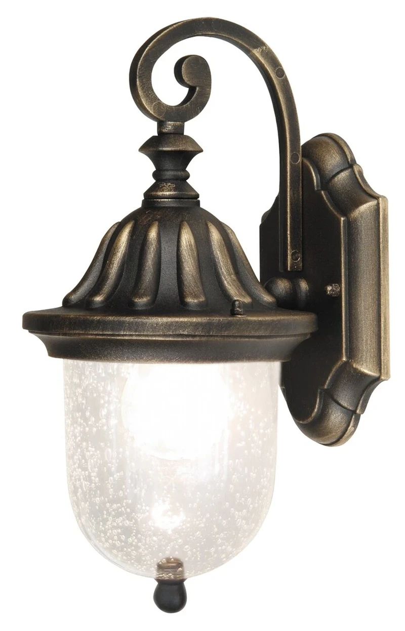 Outdoor Wall Lights Sydney – vintage outdoor wall light in antique gold, Ø160mm, 1×E27, IP23