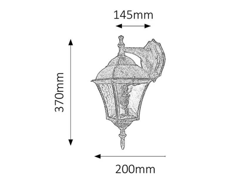 Toscana – classic outdoor wall light in antique gold, 370mm, IP43, 1×E27
