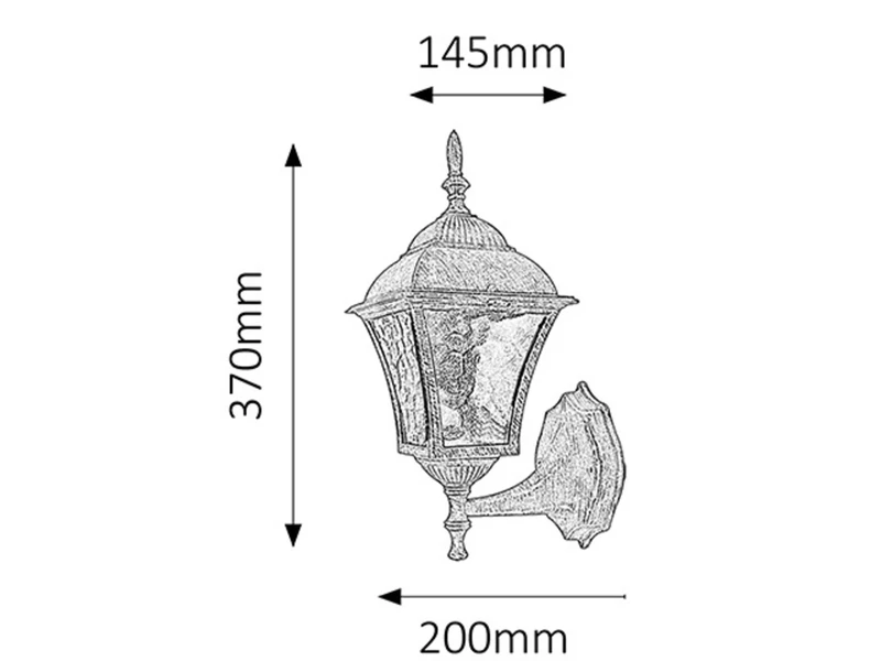Toscana – classic outdoor lamp in antique gold, Ø205mm, 1×E27, IP43