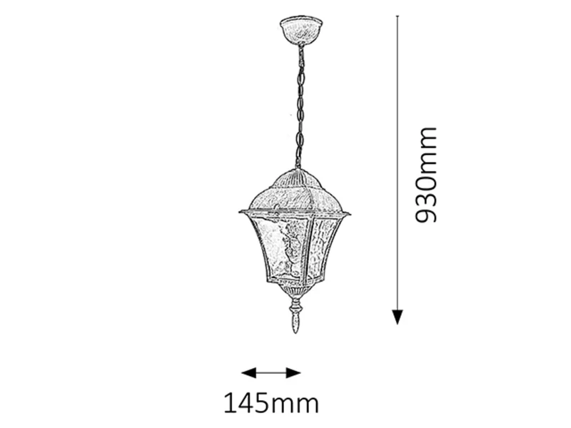 Toscana – classic outdoor pendant in antique gold, Ø205mm, 1×E27, IP43
