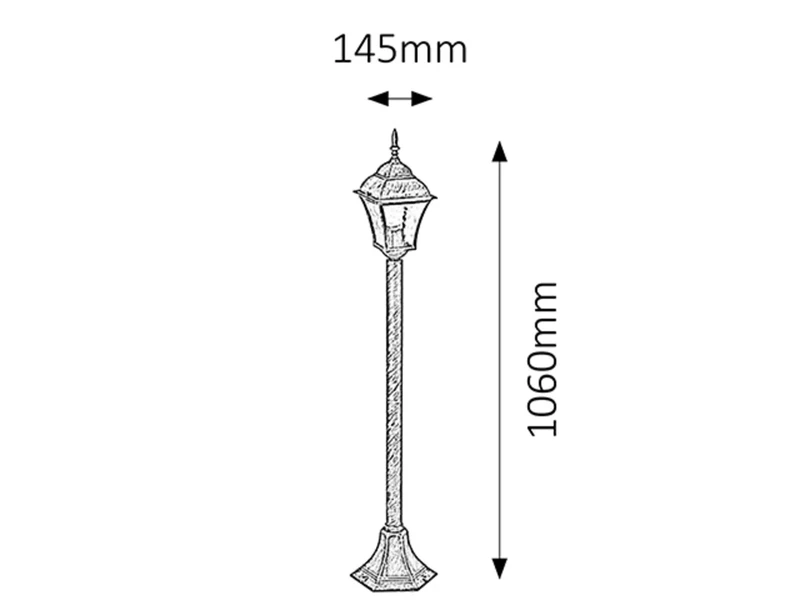 Toscana – classic garden lamp in antique gold, Ø205mm, IP43, 1×E27