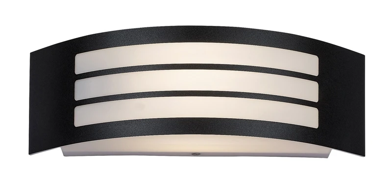 Roma – modern outdoor wall light in black matt with white shade, 318×100mm, 1×E27, IP44