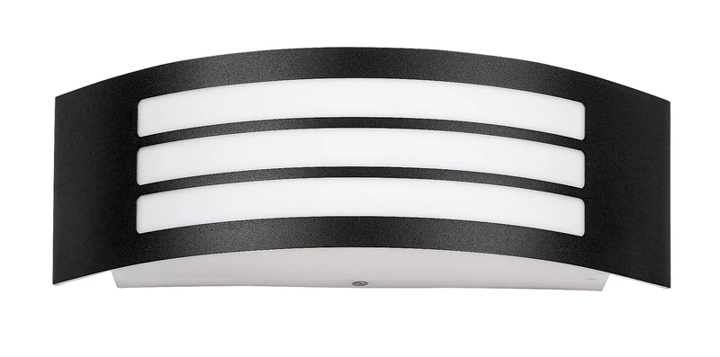 Roma – modern outdoor wall light in black matt with white shade, 318×100mm, 1×E27, IP44