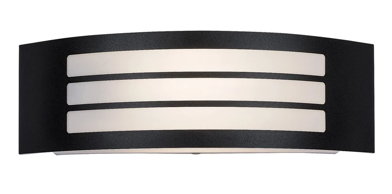 Roma – modern outdoor wall light in black matt with white shade, 318×100mm, 1×E27, IP44