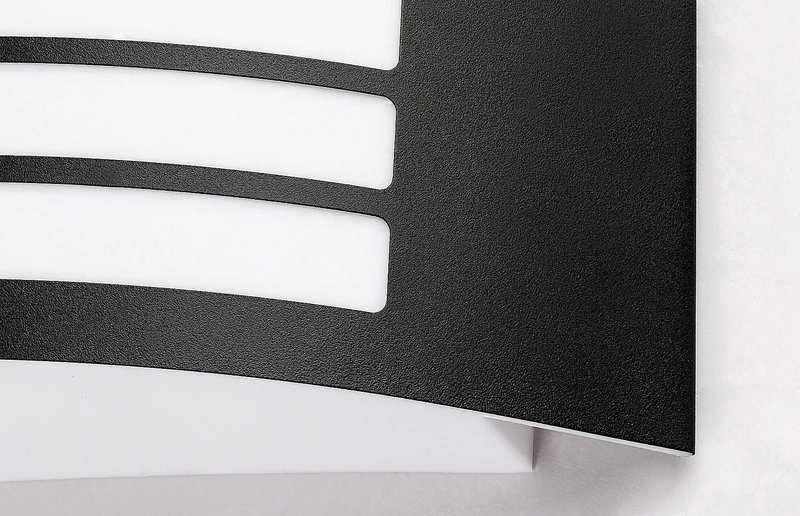 Roma – modern outdoor wall light in black matt with white shade, 318×100mm, 1×E27, IP44