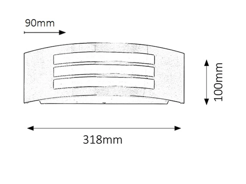 Roma – modern outdoor wall light in satin chrome with white shade, 318×100mm, 1×E27, IP44