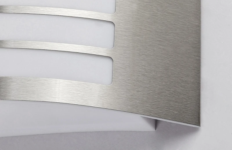 Roma – modern outdoor wall light in satin chrome with white shade, 318×100mm, 1×E27, IP44