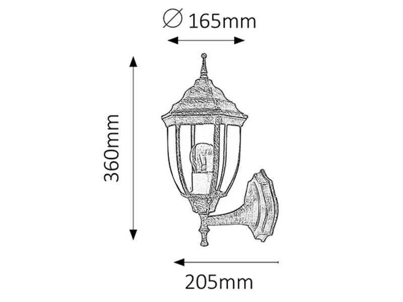 Nizza – classic garden lamp in antique gold, 360mm, IP43, 1×E27