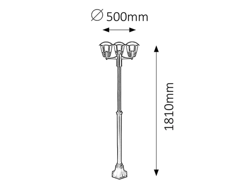 Marseille – garden floor-standing lamp in black, 3×E27, Ø500mm, H1810mm, IP44