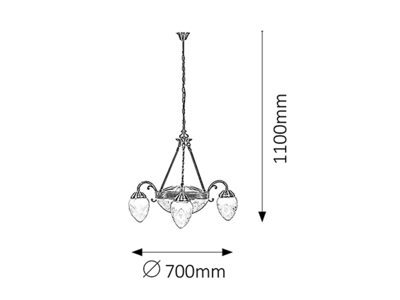 Annabella – classic chandelier in bronze with white glass shades, Ø700mm, 3×E27