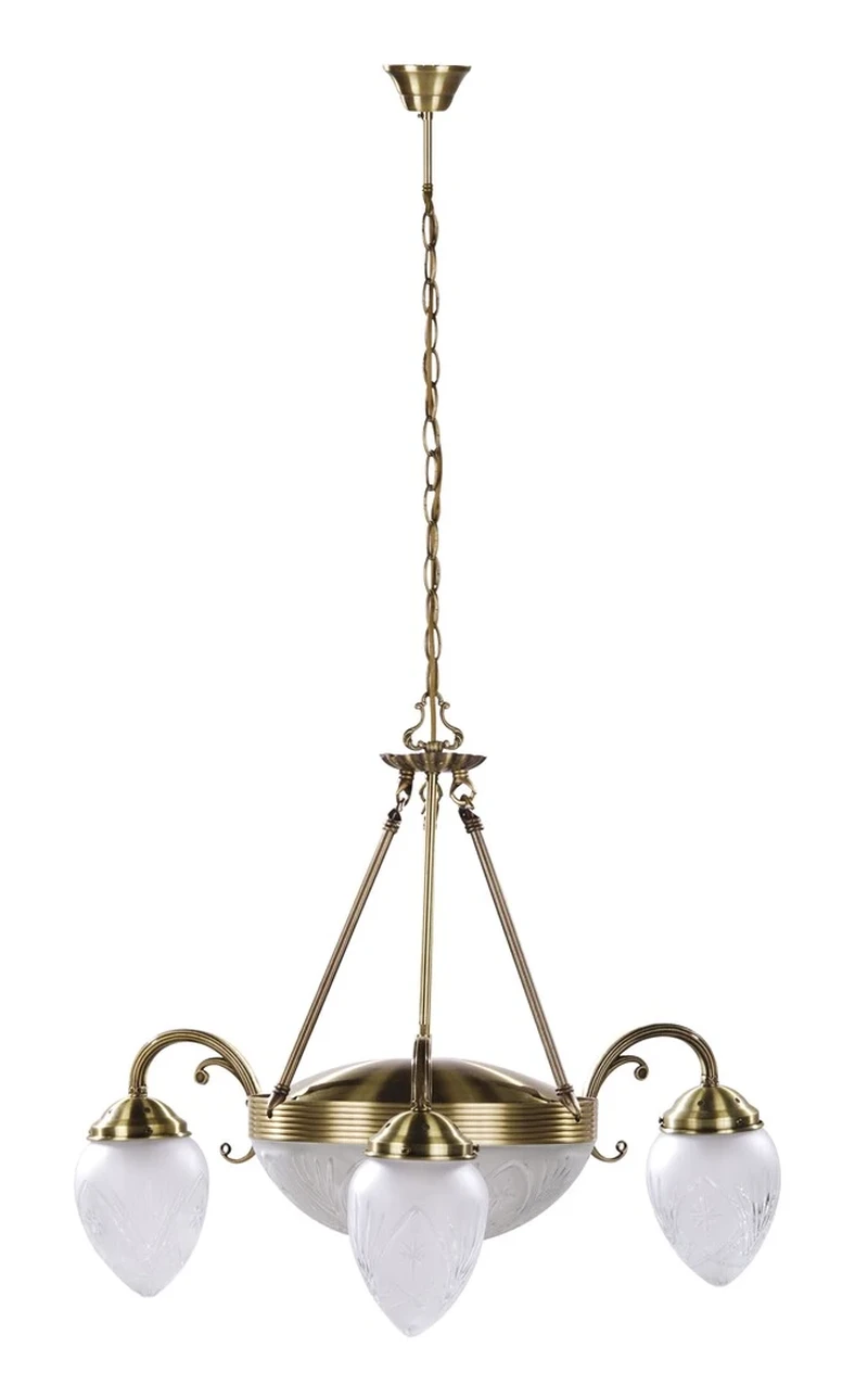 Chandeliers Annabella – classic chandelier in bronze with white glass shades, Ø700mm, 3×E27